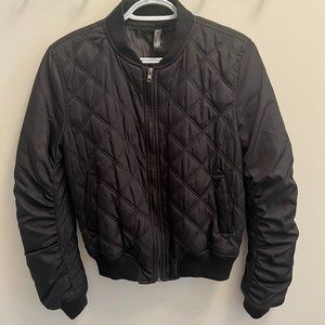 Black Ruched Bomber!